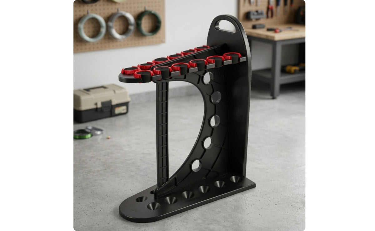 Freestanding Fishing Rod Rack Space-Saving Fishing Rod Rack with Clips Stable Sturdy for Anglers, Fishermen, Garage, Cabin, Boat House