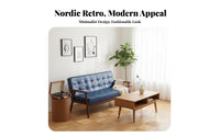 Retro Design Button-Tufted Loveseat Minimalist Design Button-Tufted Settee Space-Saving Living Room Seating High-Density Foam Cushion for Apartment Dwellers, Young Adults, Office Managers, Bedroom, Lounge, Entryway