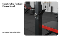 Space Saving Foldable Bench Press Rack Heavy-Duty Steel Construction Weightlifting Bench with Stand Padded Cushion Home Gym Equipment Non-Slip Feet for Fitness Enthusiasts