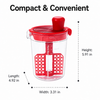 Vegetable Chopper 500ml, Manual Food Puree Maker with Crank Handle, Compact Chopper for Campers & Student Food Prep