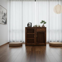 Chinese Design Wooden Tea Brewing Cabinet Solid Wood Construction Living Room Furniture Multi-Functional Storage Center Table Space Saving for Homeowners, Apartment Dwellers, Families, Home Office