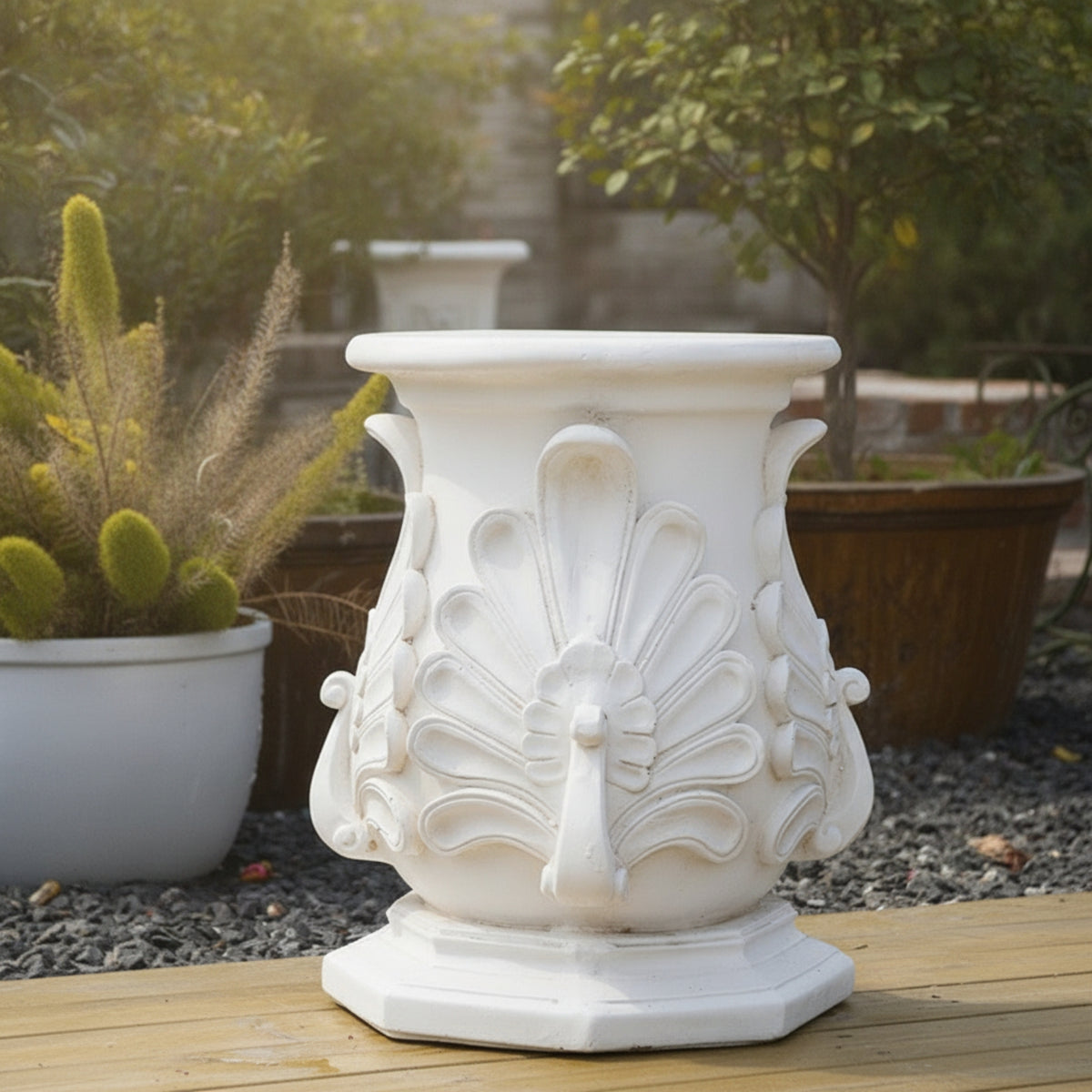 Swan Pedestal Decorative Garden Pedestal Molded Planter Base for Gardeners, Homeowners, Patio, Courtyard, Entryway