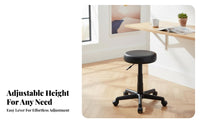 360-Degree Swivel Adjustable Round Stool Thick Padded Cushion Rolling Seat Easy to Clean Seating Furniture Water-Resistant Surface for Beauty Technicians Artists, Salon, Medical Office, Workshop, Kitchen