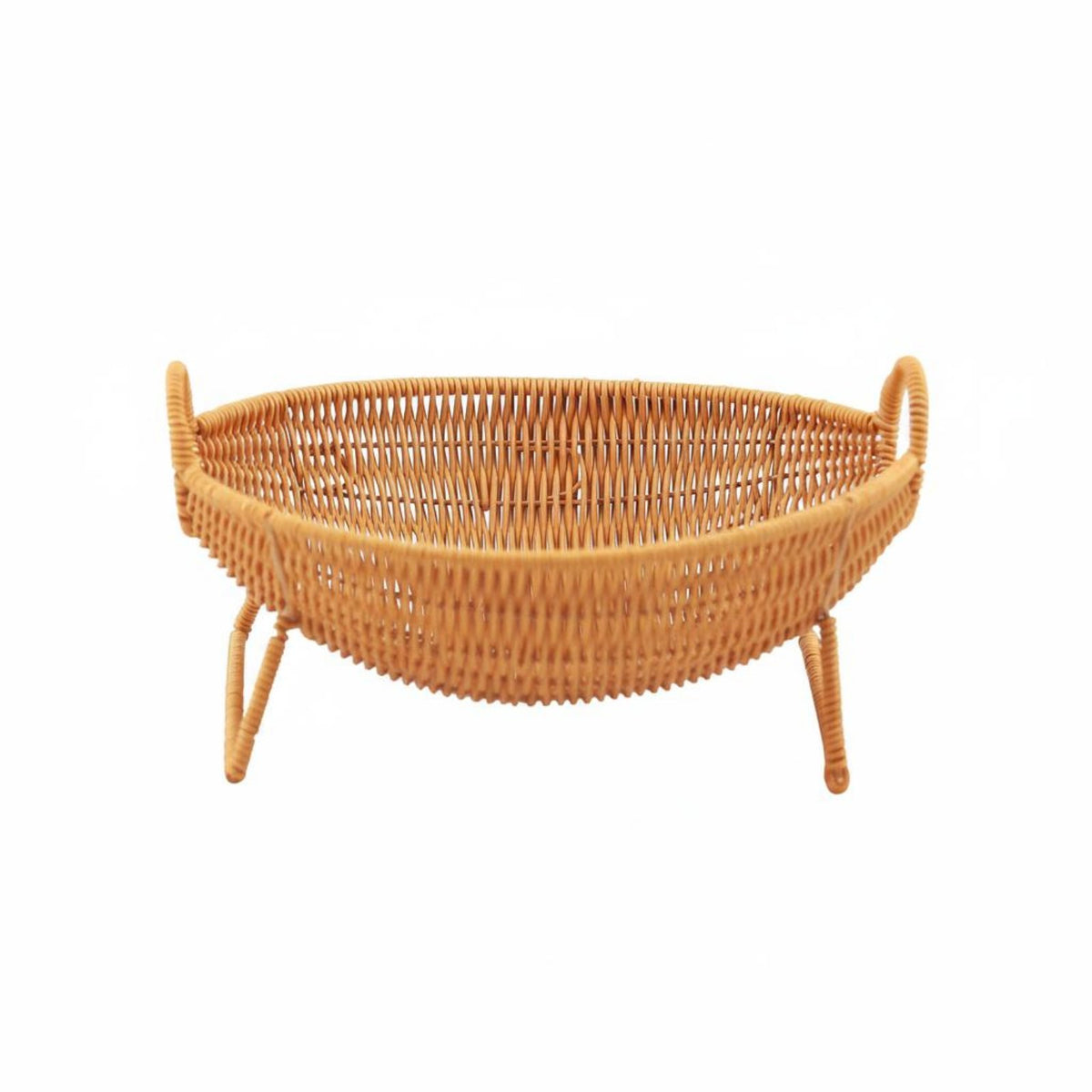 Handwoven Woven Basket Tray Natural Look Rattan Design Basket Long-Lasting Household Storage for Kitchen, Dining Table, Living Room