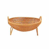 Handwoven Woven Basket Tray Natural Look Rattan Design Basket Long-Lasting Household Storage for Kitchen, Dining Table, Living Room