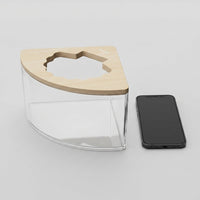 Transparent Hamster Sand Bath with Wood Lid, Triangular Hamster Accessories, Clear Toilet Pan for Dwarf Hamster Habitat