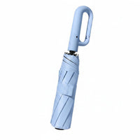 Waterproof Automatic Folding Umbrella Fiberglass Ribs Hook Handle Umbrella Black-Coated Weather Accessory