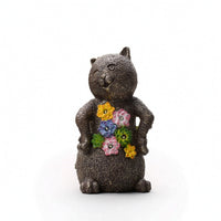 Lighted Cat Figurine with Solar Light Stone-Look Solar Cat Statue Decorative Decor Outdoor for Gardeners, Garden, Patio, Balcony, Tabletop