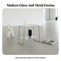 Minimalist Design Clear Multi-Tier Table Modern Aesthetic Wavy Transparent Table Space-Saving Nightstand Easy to Clean for Apartment Dwellers, Interior Designers, Living Room, Bedroom, Small Spaces, Entryway