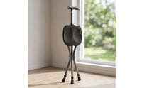 Three-Legged Cane Stool Adjustable Height Walking Cane with Seat Multifunctional Walking Stick with Seat 2-in-1 for Elderly, Seniors, Travel