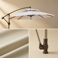 Cantilever Umbrella with Wheeled Base Commercial Offset Patio Umbrella with Light Heavy-Duty for Restaurants, Cafes, Patios, Terraces, Storefronts