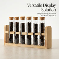Glass Storage Jars with Wooden Stand, Airtight Food Storage Jars, Clear Glass Kitchen Countertop Storage Organizer