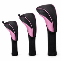 3 Pieces Long-Lasting Golf Club Head Covers Breathable Golf Headcovers with Knit Shaft Thick Wood Headcovers Lightweight for Golfers