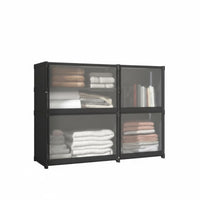 Dust-Proof Organizer Shelf with Doors Large Capacity Multi-Layer Display Cabinet Multifunctional for Renters, Bedroom, Living Room, Entryway