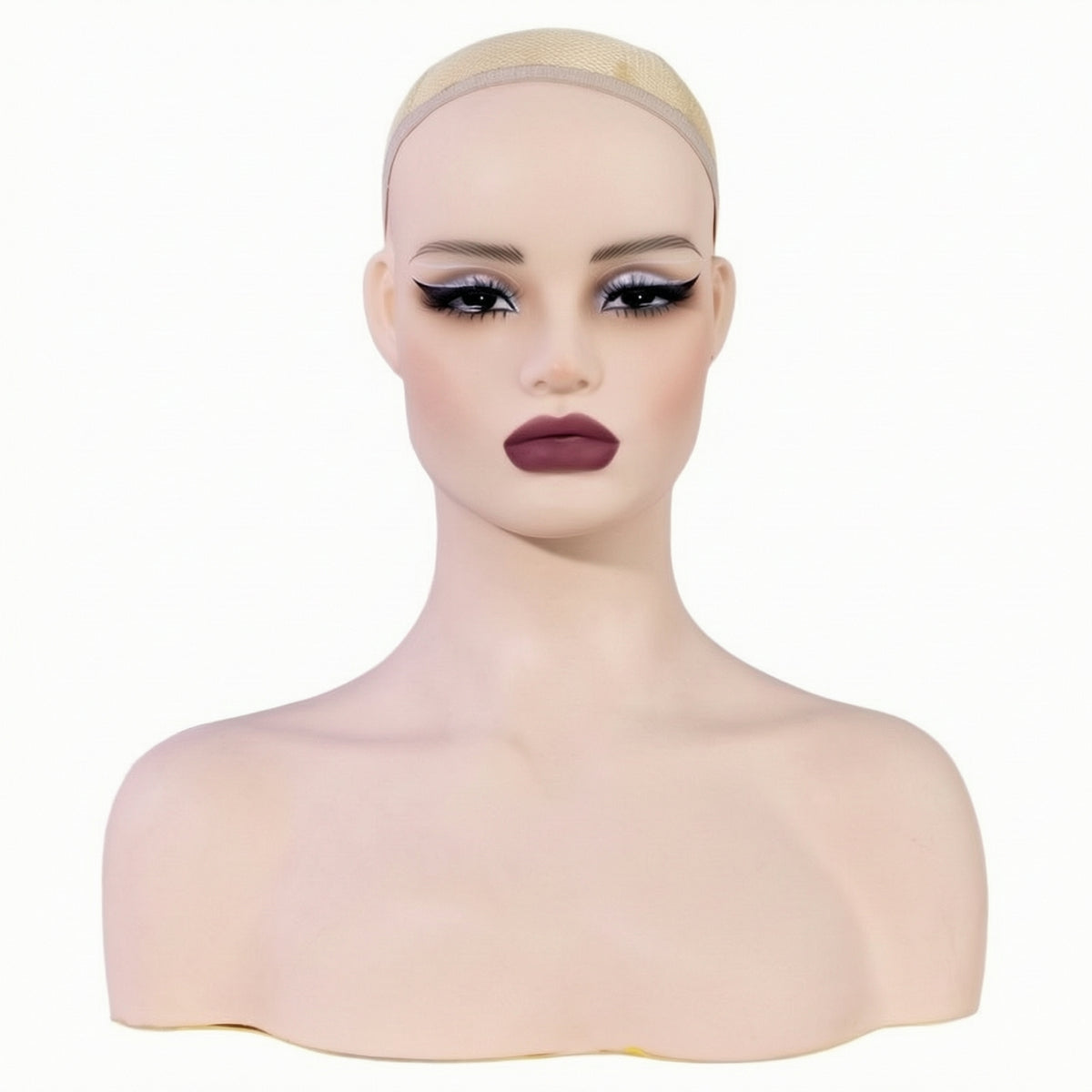 Mannequin Head with Shoulders Realistic Headpiece Display Stand Authentic Female Mannequin Bust for Hair Stylists, Photo Shoots
