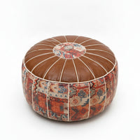 Round Storage Ottoman Stool Textile Bohemian Storage Ottoman Footstool