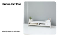 Space-Saving Monitor Stand with Drawer Multi-Functional Monitor Riser with Storage Ergonomic Design for Home Office Users, Dorm Room