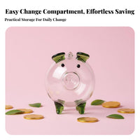 Glass Piggy Bank Decorative Glass Pig Currency Bank Pig Shaped Savings Jar Simple Design Clear Creature Coin Container Sleek