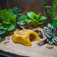 Realistic Stone Grain Reptile Hide and Turtle Basking Perch, Resin Rock Hideout for Reptiles, Stable Habitat Decor with Drainage Holes, 1pc