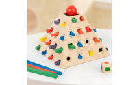 Educational Wooden Pyramid Sorter Educational Shape Sorting Pyramid Interactive Peg Insertion Toy Developmental for Toddlers, Preschoolers, Kids, Home, Classroom, Playroom
