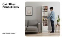 Optional Cabinet Doors Unobstructedstanding Shelving Unit with Cabinets Multi-Functional Bookshelf Large Capacity Bookcase Sturdy Construction for Families, Book Lovers, Homeowners, Living Room, Study, Home Office, Bedroom