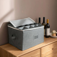 Wine Glass Storage Box with Dividers Dustproof Wine Glass Storage Box Foldable