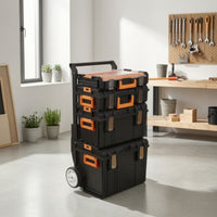 4 Pieces Stackable Tool Box Wheeled Rolling Portable Chest for Craftspeople, Mechanics, Job Site