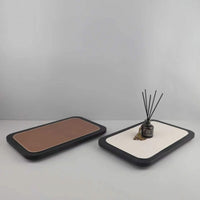 Modern Minimalist Wooden Leather Geometric Tray Decor for Living Room and Entryway