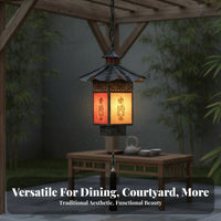 Traditional Design Chinese Design Hanging Light Soft Ambient Radiance Chinese Design Hanging Lantern Waterproof Wrought Iron Tassel Lantern Weather-Resistant for Restaurant Owners, Homeowners, Courtyard, Pavilion, Balcony, Corridor