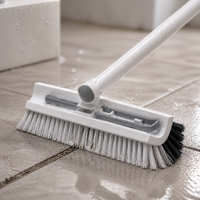 V-Shaped Long Handle Floor Scrub Brush for Bathroom Tile Grout Cleaning