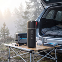 Dual Voltage Car Electric Kettle Stainless Steel Car Kettle with LCD Display Portable Compact for Road Trippers