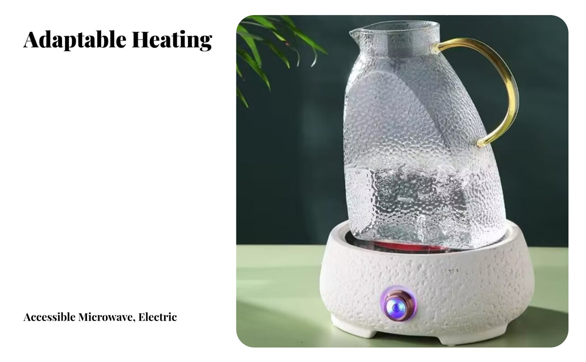 Hammered Glass Pitcher Heat Resistant Refrigerator Water Jug with Lid Easy to Clean Fridge Water Pitcher for Homeowners, Kitchen, Dining Table, Office