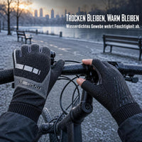 Winter Cycling Gloves with Flip-Top Fingerless Design, Touchscreen Compatible, Waterproof & Warm for Motorcycle and Outdoor Sports