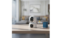 Indoor Wi-Fi Camera with Wall Mount Security Camera with Dual Lens Two-Way Audio Smart for Homeowners