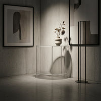 Acrylic Table with Shelf Transparent halfRound End Table Space-Saving Furniture for Living Room