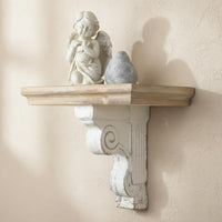 Solid Wood Ornate Decorative Shelf Intricate Carvings Ornate Wooden Shelf Handmade Look Distressed Finish Wall Rack Easy Installation for Entryway, Hallway