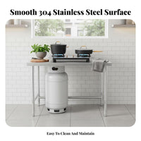 Easy to Clean Commercial Kitchen Prep Table High Load Capacity Heavy Duty Food Prep Station Stable Construction Stainless Steel Workbench Resistant for Restaurant Personnel, DIY Enthusiasts, Cafeteria, Workshop, Laundry Room, Outdoor