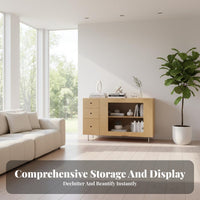 Birch Wood Console Cabinet Multifunctional Glass Door Sideboard Versatile Functionality Sideboard Buffet Cabinet for Homeowners, Small Areas, Bedroom