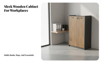 Wooden Office Cabinet Large Capacity Locking Storage Cabinet Multi-Functional Design Office Credenza for Professionals, Study Room, Reception Area