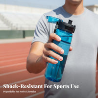 Volume Markings Plastic Sports Bottle Drop-Resistant Plastic Water Bottle Built-in Strainer for Students, Commuters, Travel, Workout, School