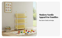 Floor-Standing Mobile shelf unit and Toy Cabinet 2-in-1 Design children's Furniture Movable with casters kids' Room Organizer Large Capacity for Toddlers, Families, Parents, Playroom, Nursery, Bedroom, Kindergarten