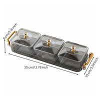 Light Luxury Aesthetic Multi-Grid Candy and Nut Dish Modern Design Divided Serving Tray with Lid Removable Compartments for Living Room