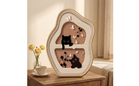 Gold-Toned Crystal-Ceramic Picture Textured Picture with Wood Backboard Layered Plaque Neutral for Bedroom