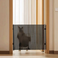 Wide Retractable Pet Barrier Adjustable Mesh Dog Gate with Hooks Portable Retractable Mesh Gate Indoor for Doorways