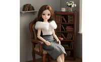 Stretchy Material Pearl Button Doll Blouse Elegant Design Shoulder-Baring Shoulder Doll Top