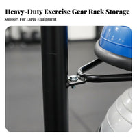 Space-Saving Exercise Ball and Mat Holder Large Capacity Vertical Exercise Ball Rack Stable Design Vertical Fitness Storage Stand Universal Fit