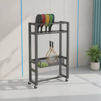 Metal Pickleball Paddle Storage Rack 2-Tier Pickleball Paddle Rack Space-Saving Compact for Sports Clubs