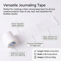 Wide Washi Tape White Floral Pattern for Journaling, Decorative for Crafts and Scrapbooking, Art Masking for Lovers