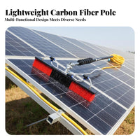 Double Use Photovoltaic Panel Cleaner Portable Solar Panel Cleaning Brush Adjustable Length Water Fed Pole Brush Lightweight Design for Homeowners, Professional Cleaners, Maintenance Personnel, Rooftops, Commercial Buildings