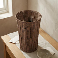 Handwoven Paper Rope Waste Basket Textured Weave Desktop Storage Basket Open Top Office Tidy